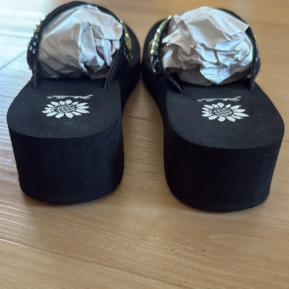 YELLOW BOX WOMEN YELLOW EMBELLISHED BEADING MEDIUM HEEL ROUND TOE SIZE 8.5 WEDGE - Picture 8 of 13